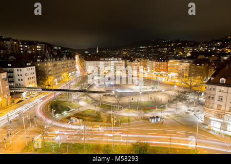 Langzeitbelichtung in Stuttgart. Stockfoto