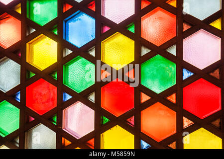 Miami Beach Florida, Tempel Beth Sholom, Synagoge, jüdisch, Farbe, Glasfenster, Davidstern, abstrakt, sich wiederholende Muster, religiöse Kunst, FL080210017 Stockfoto