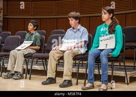 Miami Florida, Arscht Performing Arts Center, Zentrum, The Miami Herald Spelling Bee, Test, Prüfung, Wettbewerb, Asiaten ethnischen Einwanderer minori Stockfoto