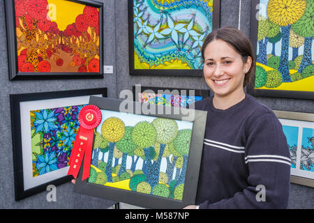 Miami Florida, Coral Gables, Miracle Mile, Coral Way, Karneval auf der Meile, Hispanic Festival, Festivals fair, Community Art, Künstler, Hispanic Frau weiblich wom Stockfoto