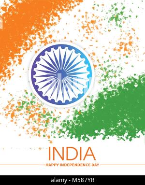 Wasser Farbe des Partikelfilters Splash Flachbild Unabhängigkeit Indiens Tag Hintergrund Stock Vektor