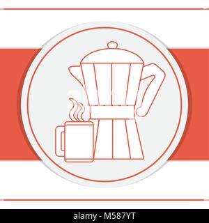 Kaffee Wasserkocher und Becher auf rotem Hintergrund Stock Vektor