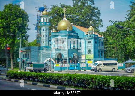 Singapur, Singapur - Februar 01, 2018: Im freien Blick auf blaue Schloss in den Straßen von Singapur Stockfoto