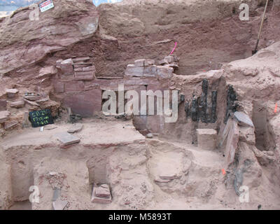 Grand Archäologie IMG. Grand Canyon National Park: Dieses Zimmer am oberen Unkar enthalten sowohl Mauerwerk und jacal (Adobe und Holz) Techniken. Oktober 2007 Stockfoto