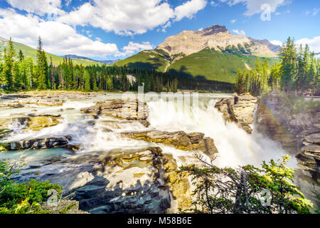 Athabasca Wasserfälle von Icefields Parkway, Jasper National Park, Alberta, Kanada Stockfoto