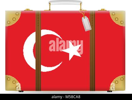 Türkei Flagge Reise Koffer auf einem weißen Hintergrund. Stock Vektor