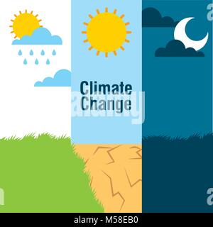 Klimawandel banner Landschaft regnet Wüste und Nachtleben Stock Vektor