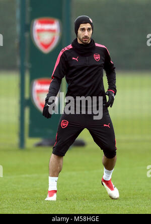 Von Arsenal Henrikh Mkhitaryan während des Trainings in London Colney, Hertfordshire. Stockfoto