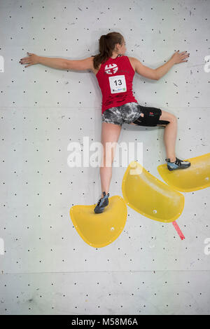 Die Niederlande. Amsterdam. 18-01-2017. Niederländische Meisterschaften Boulder. Nederlands Kampioenschap (NK) Boulder. Stockfoto