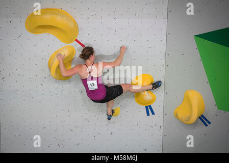 Die Niederlande. Amsterdam. 18-01-2017. Niederländische Meisterschaften Boulder. Nederlands Kampioenschap (NK) Boulder. Stockfoto