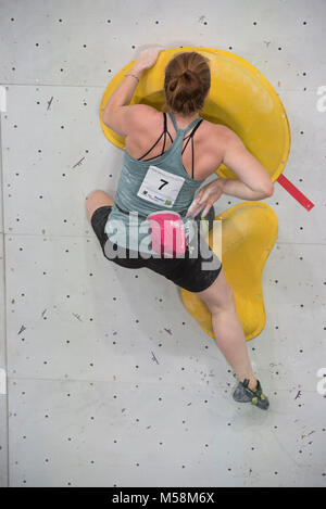 Die Niederlande. Amsterdam. 18-01-2017. Niederländische Meisterschaften Boulder. Nederlands Kampioenschap (NK) Boulder. Stockfoto