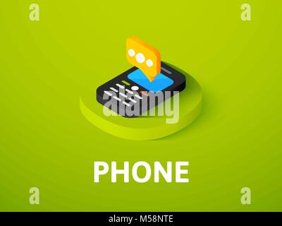 Telefon isometrische Symbol Farbe Hintergrund isoliert Stock Vektor