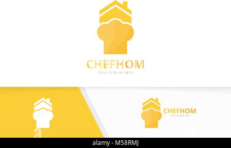 Vektor Chef hat und Immobilien logo Kombination. Küche und Symbol. Einzigartige kochen und Mieten, Logo Design Template. Stock Vektor
