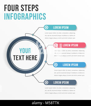 Infografik Vorlage mit vier Schritte und Optionen, Workflow, Prozessdiagramm, Vector EPS 10 Abbildung Stockfoto