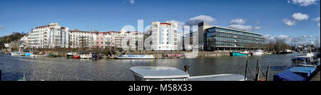 Panoramablick auf den Hafen von Bristol Docks, Großbritannien Stockfoto
