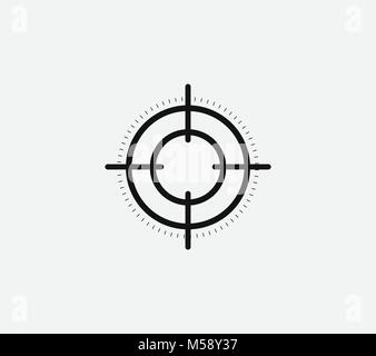 Ziel vector linear stilisierte Symbol, Ziel, abstrakte Zeichen, Symbol, gun Business Logo Vorlage, Vector Illustration auf weißem Hintergrund. Stock Vektor