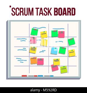 Plantafel Vektor. Agile Brett. Aufgaben für die Entwicklung im Team. Voller Aufgaben. Flache Darstellung Stock Vektor