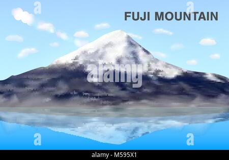 Fuji Berg Reflex auf dem Wasser Vector EPS 10. Stock Vektor