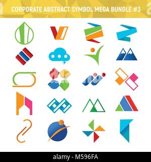 Corporate abstrakte Symbol Mega Bundle Pack Vector Illustration Graphic Design 3. Stock Vektor