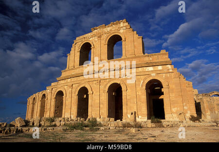 Libyen. Tripolis. Sabratha. (Sabrata). Römische Ruinen. Unesco-Weltkulturerbe. Archäologische Stätte von Sabratha. Stockfoto