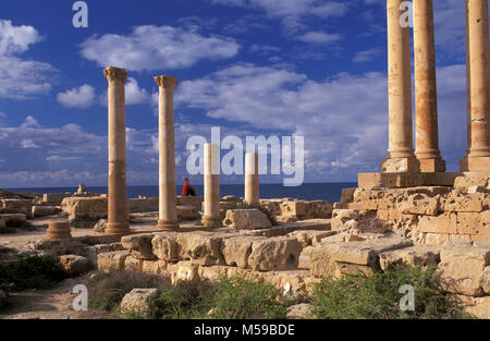 Libyen. Tripolis. Sabratha. (Sabrata). Römische Ruinen. Die Ruinen der Tempel der Isis. Unesco-Weltkulturerbe. Archäologische Stätte von Sabratha. Stockfoto