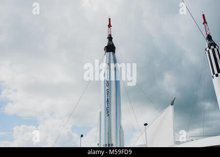 Replica Rakete im Kennedy Space Center, Orlando, Florida, USA, Nordamerika Stockfoto