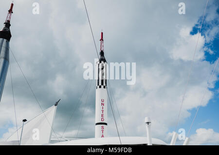 Replica Rakete im Kennedy Space Center, Orlando, Florida, USA, Nordamerika Stockfoto