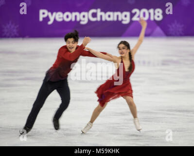 Gangneung, Südkorea. 20 Feb, 2018. Bronzemedaille Gewinner MAIA SHIBUTANI SHIBUTANI Alex und Alex Alex von USA in Aktion während der Eiskunstlauf: Eis tanzen frei Tanz an Gangneung Ice Arena während der Olympischen Spiele 2018 Pyeongchang. Credit: Scott Mc Kiernan/ZUMA Draht/Alamy leben Nachrichten Stockfoto