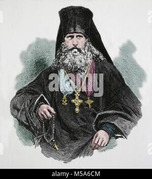 Russisch-orthodoxe Kleriker. 1870. Gravur. Stockfoto