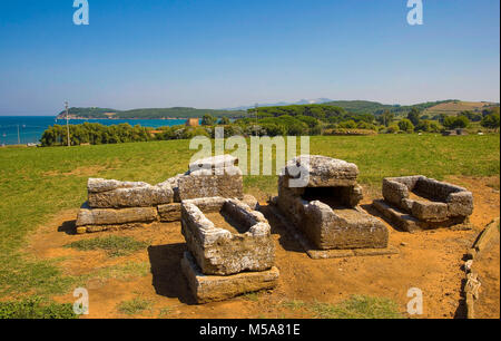 Italien, Toskana, Baratti Archeologica etruskischen Park, Archäologie, Grab Nekropole San Cerbone Stockfoto