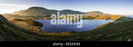 Panorama der Cregennan Seen in Snowdonia an einem Sommer Stockfoto