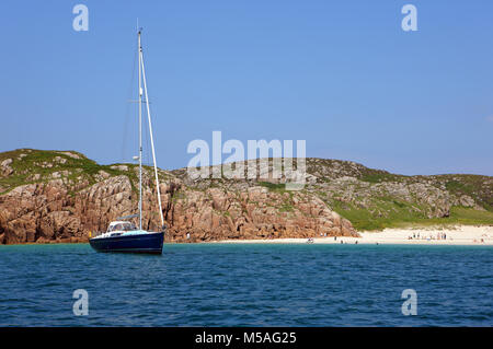 Balfour's Bay auch als traigh Gheal einen wunderbaren Sandstrand und anchorage auf Erraid aus die Isle of Mull, Innere Hebriden von Schottland bekannt Stockfoto