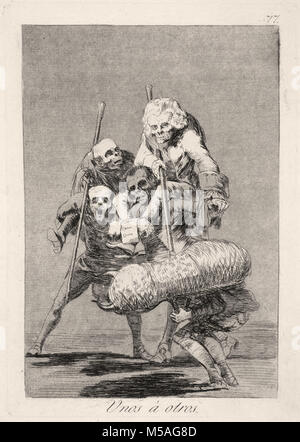 Francisco de Goya - Los Caprichos - Nr. 77 - Unos a otros Stockfoto