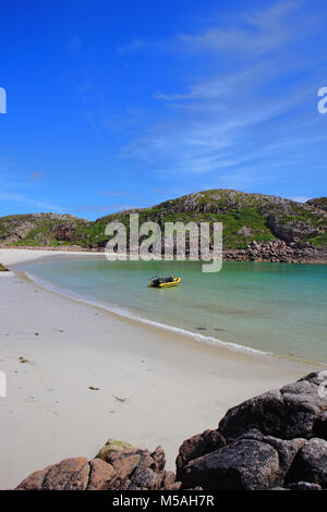 Balfour's Bay auch bekannt als traigh Gheal ein wunderschöner Sandstrand auf der Südseite der Erraid aus die Isle of Mull, Innere Hebriden von Schottland Stockfoto