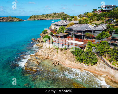 Giorgio Armanis Cliffside Rückzug, Galley Bay Beach, Antigua Stockfoto