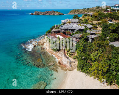 Giorgio Armanis Cliffside Rückzug, Galley Bay Beach, Antigua Stockfoto