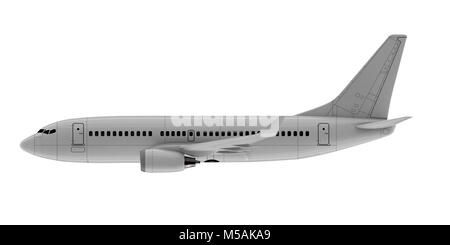 Kommerzielle Flugzeug. 3D-Render. Seitenansicht Stockfoto