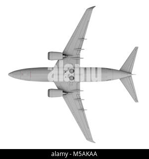Kommerzielle Flugzeug. 3D-Render. Ansicht von unten Stockfoto