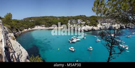 Erhöhten Blick auf Cala Macarella Menorca, Balearen, Spanien Stockfoto