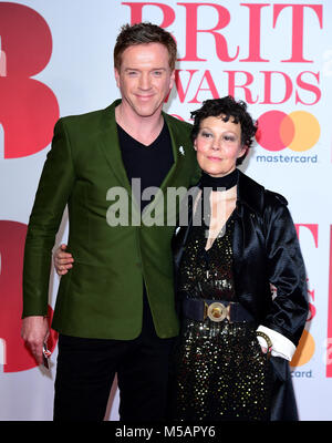 Damian Lewis und Helen McCrory an den Brit Awards in der O2 Arena in London. Stockfoto