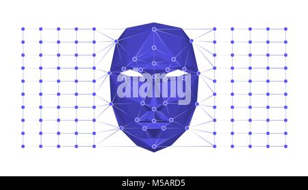Die biometrische Identifikation oder Gesichtserkennung Systemkonzept. Vector Illustration. Stock Vektor