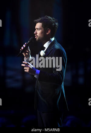 Host Jack Whitehall bei den BRIT Awards 2018 zeigen, in der O2 Arena in London statt. Redaktionelle Verwendung. Stockfoto