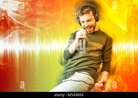 Karaoke singen und tanzen zusammen, abstrakten Plakat Stockfoto