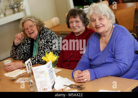 Ältere Menschen im Bild genießen Sie Ihren Ruhestand in einem Club in Chichester, West Sussex, UK. Stockfoto