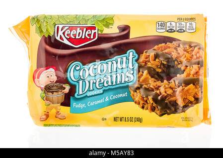 Winneconne, WI - 22. Januar 2018: Ein Paket von keebler Coconut Träume ccookies auf einem isolierten Hintergrund. Stockfoto