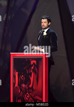 Host Jack Whitehall bei den BRIT Awards 2018 zeigen, in der O2 Arena in London statt. Redaktionelle Verwendung. PRESS ASSOCIATION Foto. Bild Datum: Mittwoch, 21. Februar 2018. Siehe PA Geschichte showbiz Briten. Photo Credit: Victoria Jones/PA-Kabel. Stockfoto