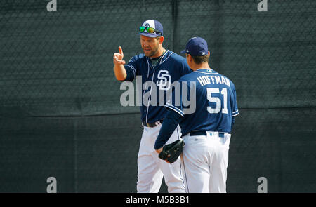 San Diego Padres Trevor Hoffman yawns while his son, Quinn Hoffman