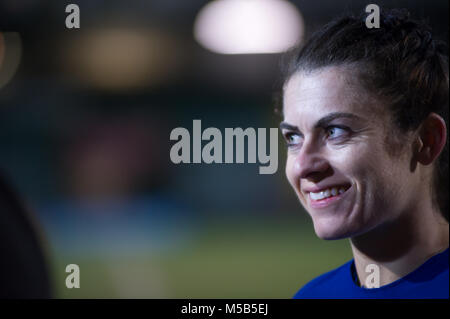 Yeovil, Somerset, UK. 21. Februar 2018, Huish Park, Yeovil, England: Karen CARNEY von Chelsea nach der WSL Übereinstimmung zwischen Yeovil Town Damen FC und FC Chelsea Damen, am Huish Park Stadium - Heimat von Yeovil F.C. © David Rebhuhn/Alamy leben Nachrichten Stockfoto