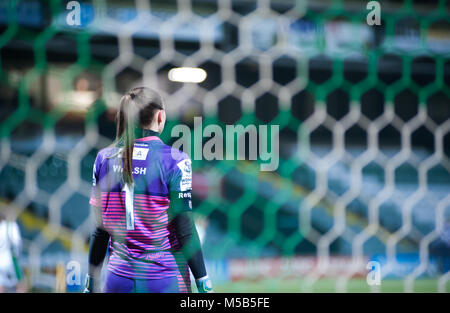 Yeovil, Somerset, UK. 21. Februar 2018, Huish Park, Yeovil, England: Megan Walsh von Yeovil während der WSL Übereinstimmung zwischen Yeovil Town Damen FC und FC Chelsea Damen, am Huish Park Stadium - Heimat von Yeovil F.C. © David Rebhuhn/Alamy leben Nachrichten Stockfoto