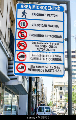 Buenos Aires Argentinien, Microcentro Gegend, Geschäftsviertel, Parkbeschränkungen, Fußgängerzone, Verkehrsschild, ARG171125237 Stockfoto